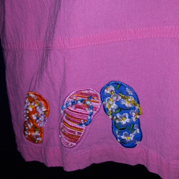 Fashion Classics Pink Flip Flop Embroidered Shirt - Picture 4 of 6